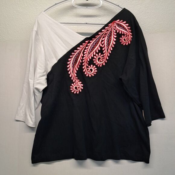 Bob Mackie Tops - Bob Mackie Wearable Art Women's XL Embroidery Color Block Tunic